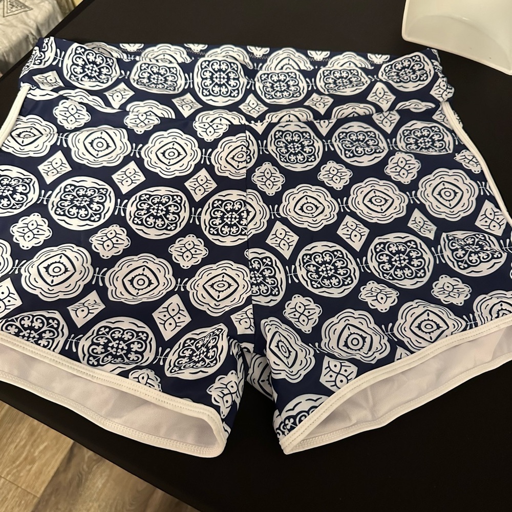 Navy and White Sport Swim Set with Solid Blue Razor Back Tank Cover Shirt - Picture 5 of 16